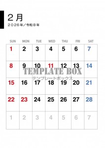 ２０２６年２月カ…