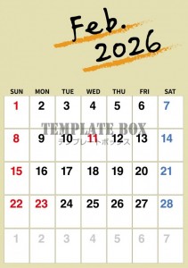 ２０２６年２月カ…