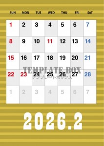 ２０２６年２月カ…