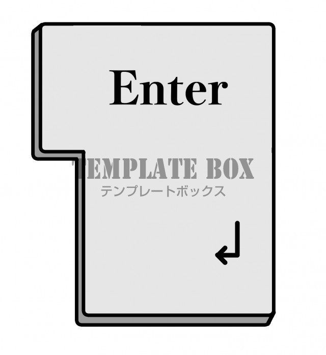 モノクロでシンプルなエンターキーのワンポイントイラスト