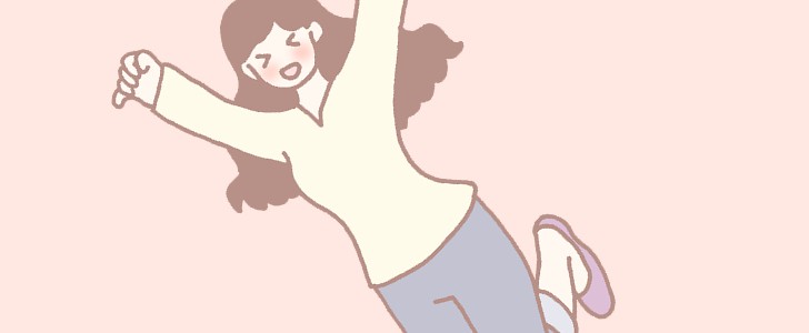ジャンプ｜喜ぶ｜女性｜無料イラスト素材｜無料｜ダウンロード