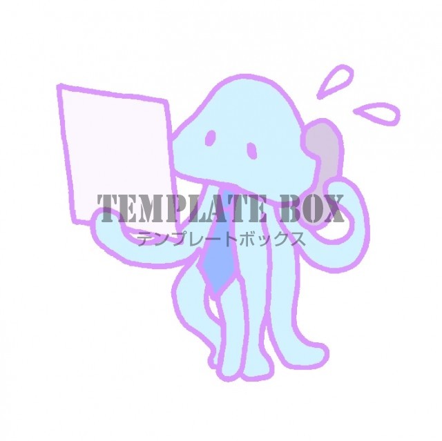 仕事をしている宇宙人のワンポイントイラスト