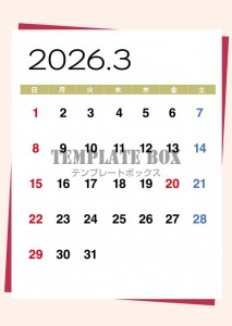 ２０２６年３月カ…