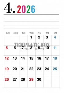 ２０２６年４月カ…