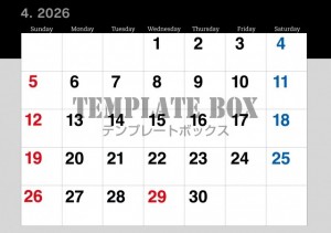 ２０２６年４月カ…