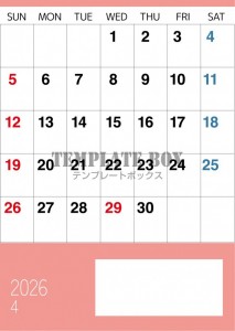 ２０２６年４月カ…