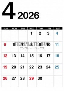 ２０２６年４月カ…