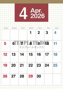 ２０２６年４月カ…