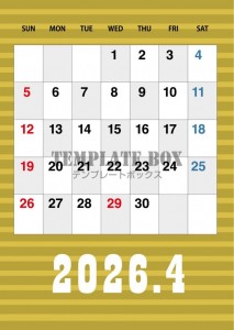 ２０２６年４月カ…