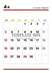 ２０２６年４月カ…