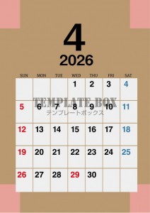 ２０２６年４月カ…
