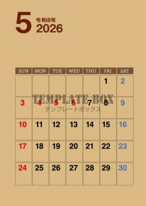 ２０２６年５月カ…