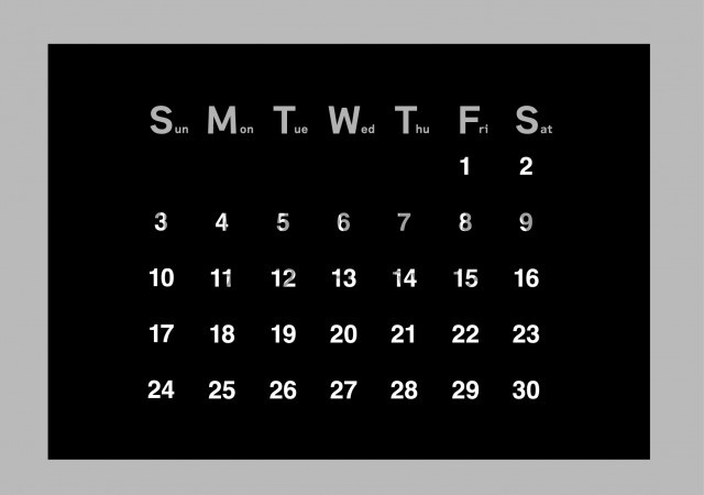 2026年5月カレンダー:横型黒のシックカレンダー