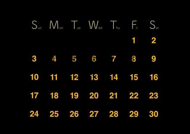 2026年5月カレンダー:横型クロのシックデザイン