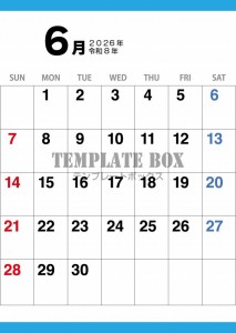 ２０２６年６月カ…｜無料テンプレート｜カレンダー｜無料
