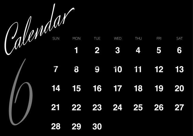 2026年6月カレンダー:横型シックカレンダー