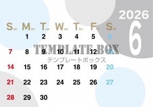 ２０２６年６月カ…｜無料テンプレート｜カレンダー｜無料