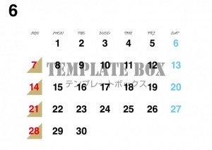 ２０２６年６月カ…｜無料テンプレート｜カレンダー｜無料