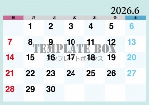 ２０２６年６月カ…｜無料テンプレート｜カレンダー｜無料
