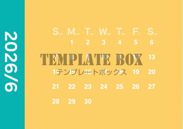 2026年6月カレンダー:横型カラフルカレンダー