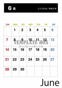 ２０２６年６月カ…