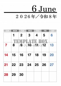 ２０２６年６月カ…