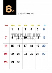 ２０２６年６月カ…