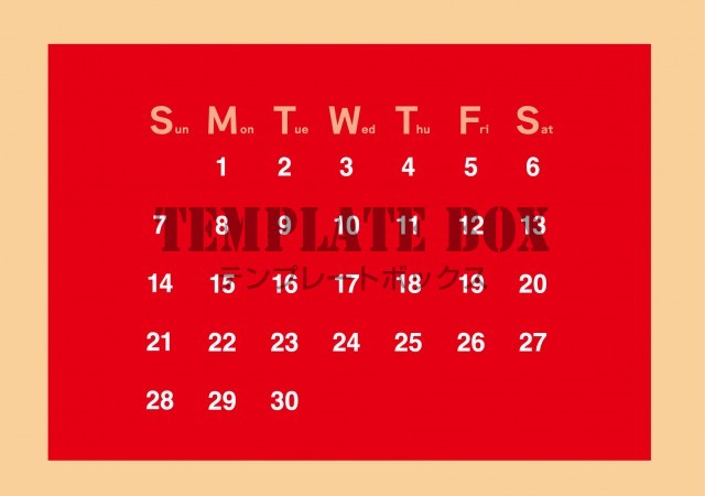 2026年6月カレンダー:横型赤の見やすいカレンダー