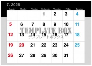 ２０２６年７月カ…