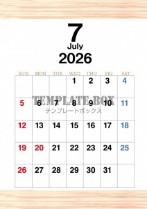 ２０２６年７月カ…