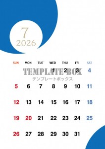 ２０２６年７月カ…