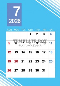 ２０２６年７月カ…