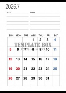 ２０２６年７月カ…