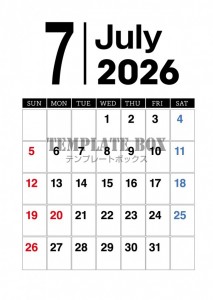 ２０２６年７月カ…
