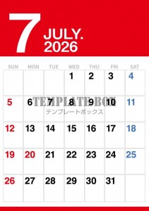 ２０２６年７月カ…