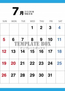 ２０２６年７月カ…