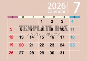 ２０２６年７月カ…