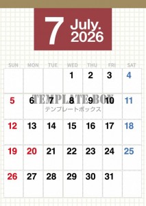 ２０２６年７月カ…