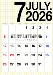 ２０２６年７月カ…