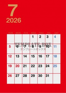 ２０２６年７月カ…