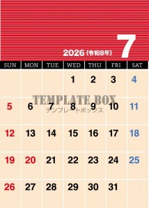 ２０２６年７月カ…