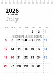 ２０２６年７月カ…