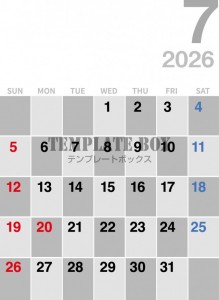 ２０２６年７月カ…