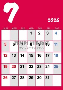 ２０２６年７月カ…