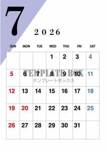 ２０２６年７月カ…