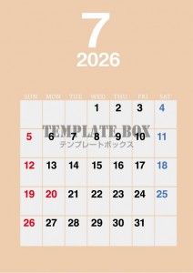 ２０２６年７月カ…