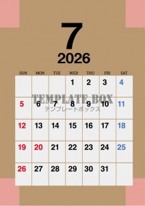 ２０２６年７月カ…