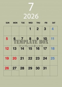 ２０２６年７月カ…
