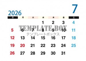 ２０２６年７月カ…