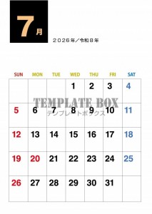 ２０２６年７月カ…